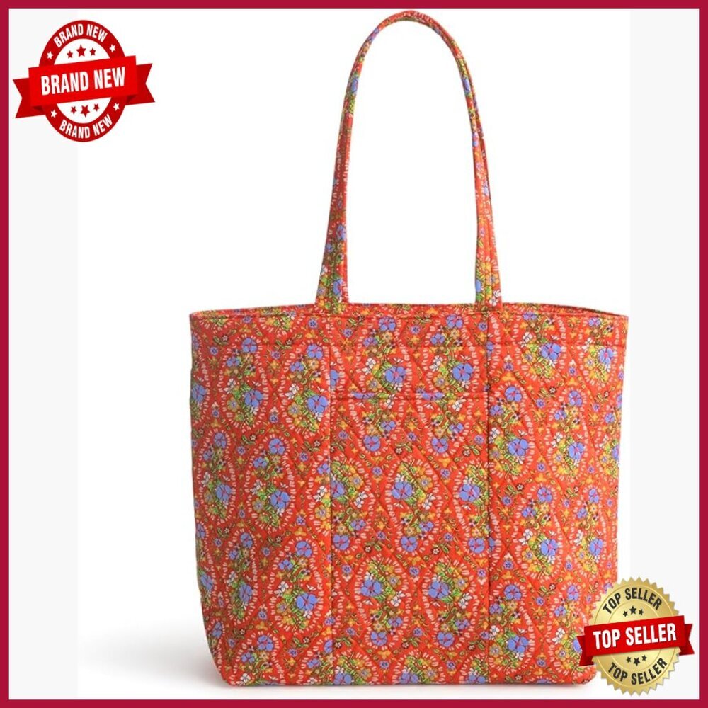 Premium Cotton Zip Tote Bag with Multiple Pockets - 15x15x7 Inches